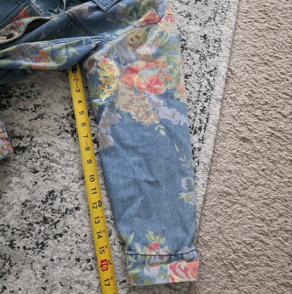Vintage Susan Graver Denim Jacket Shacket Womens Size 1x Floral Cotton Boho - Picture 8 of 8